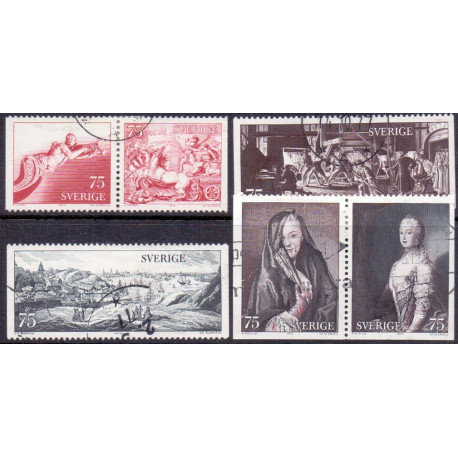 Sverige. 1972. Kunstværker, AFA nr. 771-776Chn ** (2 par+2)    postfrisk stemplet FDC st,