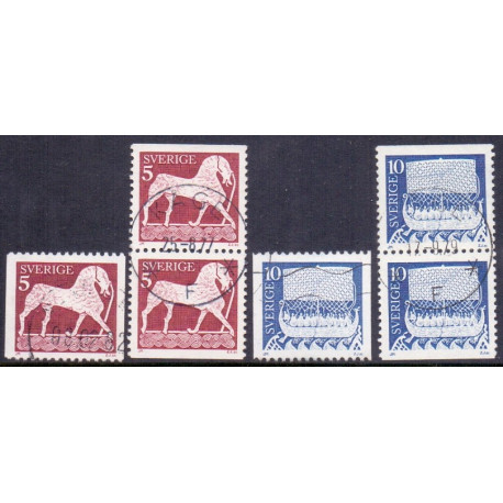 Sverige. 1973. Motiver fra billedstene. 5-10 Øre. AFA nr. 810-811Ch ** (2 par + 2)    postfrisk stemplet FDC st,
