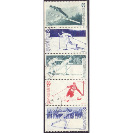 Sverige. 1974. Vintersport, i 5-stribe. AFA nr. 842-46 **    postfrisk stemplet FDC st,