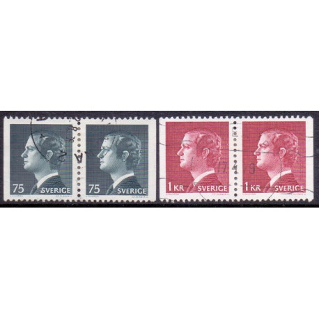 Sverige. 1974.. Kong Carl XVI, parstykke AFA nr. 858Cv-859Cn ** (2 par)    postfrisk stemplet FDC st,