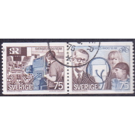 Sverige. 1974. Sveriges Radio 50 år, i parstykke AFA nr. 892-93 **     postfrisk stemplet FDC st,