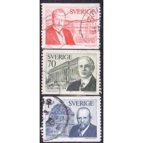 Sverige. 1974. Nobelpristagere 1914. 65 Øre-1 kr.AFA nr. 894-96 **     postfrisk stemplet FDC st,