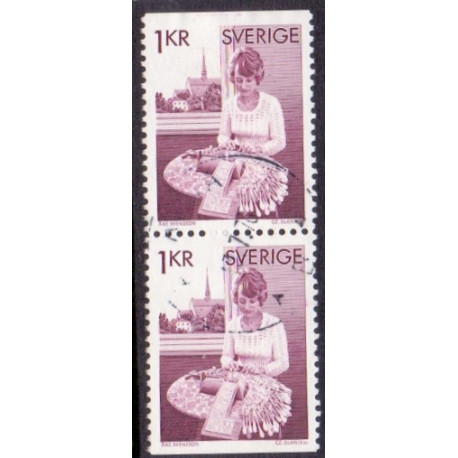 Sverige. 1976. Kniplinger, i parstykke. 1 Kr. AFA nr. 945Co 6 945Cn **  postfrisk stemplet FDC st,