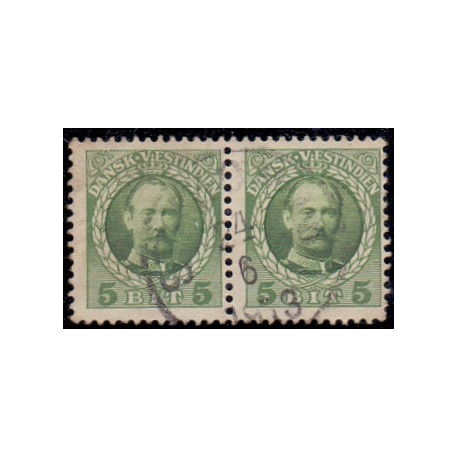 DWI. 1907-08. Kong Fred. VIII 5 bit. AFA nr 36 st. parstykke