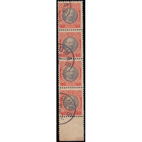 DWI. 1907-08. Kong Fred. VIII 40 bit. AFA nr. 42 st. 4-stribe med marignal
