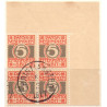 DWI. Portomærker 1905. 5 bit. AFA nr. 5 i marginal 4-blok stemplet