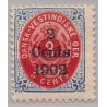 DWI. 1902. 2 cents/3c. OMV. RM. AFA nr 20y, med brud i E i Cent *