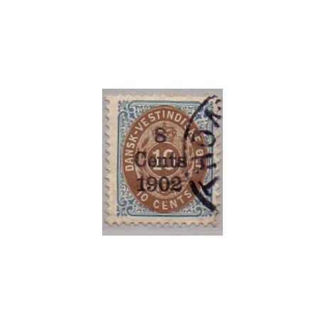 DWI. 1902. 8 cents/10 c. RET RM. AFA nr 21 dobbelt ramme i nord st.