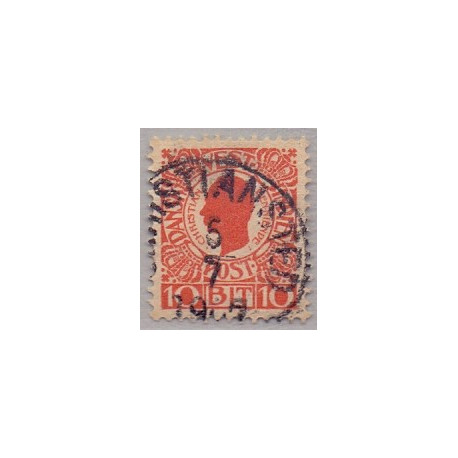 DWI. 1905. Kong Chr. IX. 10 bit. AFA nr 25 med perle på i i Christian st.
