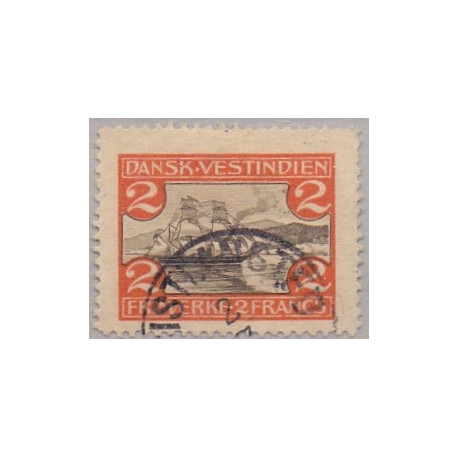 DWI. 1905. St. Thomas Havn 2 fr. AFA nr 31, brud på ramme under A og S, st.