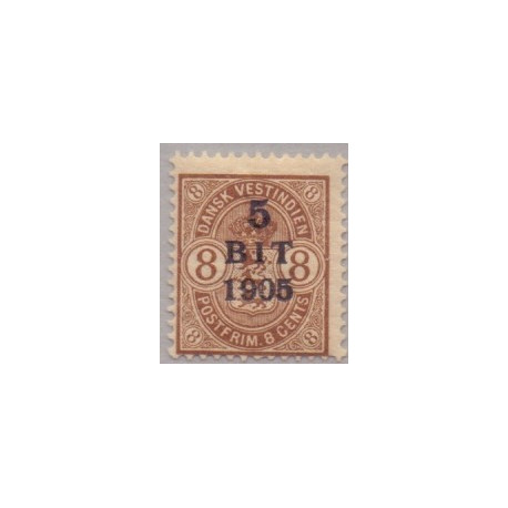 DWI. 1905. Provisorier 5 BIT/8 c. AFA nr 35 plet i V i Vestindien *