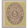 DWI. 1876-1901. 5 Cents, grøn/grå. AFA nr 10By medmanglende ovalrammelinie tv.*
