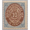 DWI. 1876-1901.  10 Cents, blå/lysbrun. AFA nr 11 med klumpfod på R *