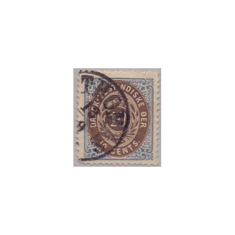 DWI. 1876-1901.  10 Cents, blå/lysbrun. AFA nr 11 med brud på oval under N st.
