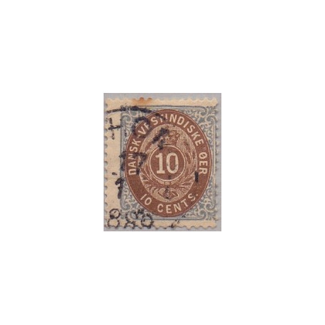 DWI. 1876-1901.  10 Cents, blå/lysbrun. AFA nr 11 med brud i 0 i 10 st.