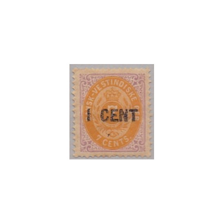DWI. 1887. 1 CENT/7c lilla/gul. AFA nr 14 med perlefejl m. SK **