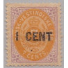 DWI. 1887. 1 CENT/7c lilla/gul. AFA nr 14 med perlefejl m. SK **