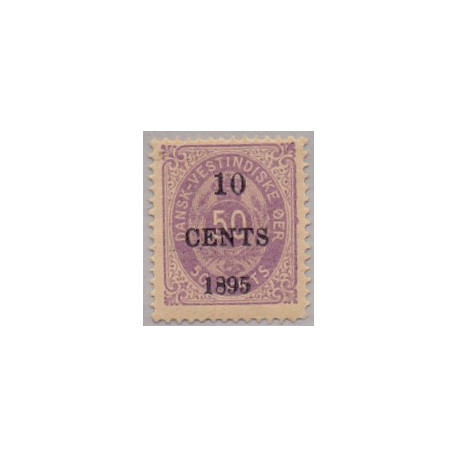 DWI. 1895. 10 CENT/50c Violet. AFA nr 15 med brækket T i overtryk *