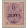 DWI. 1895. 10 CENT/50c Violet. AFA nr 15 med brækket T i overtryk *