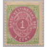 DWI. 1873-1902.  1 Cent, grøn/rødbrun AFA nr. 5 afskåret T i cent *