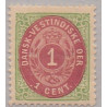 DWI. 1873-1902.  1 Cent, grøn/rødbrun AFA nr. 5 Perlefejl ved 1 tal *