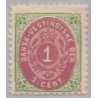 DWI. 1873-1902.  1 Cent, grøn/rødliglilla. omv. rm. AFA nr. 5By med hak i SØ vifte **