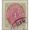 DWI. 1873-1902.  1 Cent, grøn/rødliglilla. omv. rm. AFA nr. 5By hvid plet foran 1 tal st.