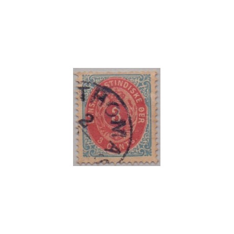 DWI. 1873-1902.  3 Cent, indigo/karminrosa, omv. rm. AFA nr 6By brug i Ø ramme st.