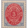 DWI. 1873-1902.  3 Cent, indigo/karminrosa, omv. rm. AFA nr 6By extra rød farve i syd *