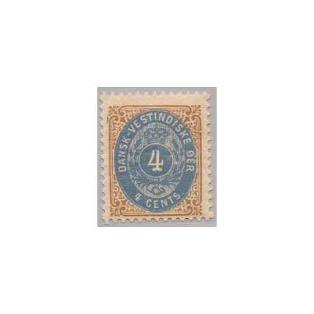 DWI. 1873-1902.  4 Cents, gulbrun/blå.AFA nr 7B farvefejl NØ *
