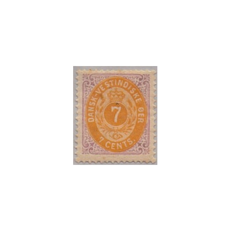 DWI. 1873-1902.  7 Cents, lilla/gul AFA nr 8 åben ramme i V *