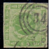 1854. 8 Skilling, grøn, AFA nr. 5 **/MNH, postfrisk, ubrugt, stemplet