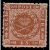 1863. 4 Skilling, brun, AFA nr. 9 **/MNH, postfrisk, ubrugt, stemplet