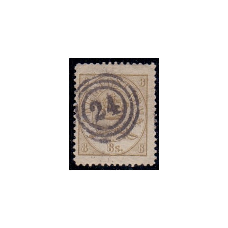 1870. 8 Sk. LINIETAKKET, AFA nr. 14A, med pæn takning 
