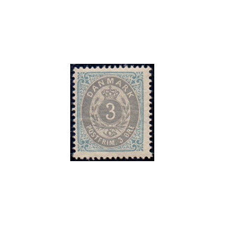1875. To-farvede 3 øre AFA nr. 22 postfrisk      Ubrugt stemplet