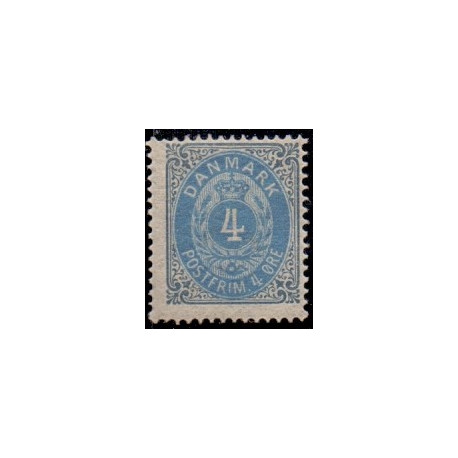 1875. To-farvede 4 øre AFA nr. 23, postfrisk   Ubrugt stemplet