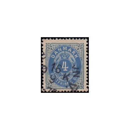 1875. To-farvede 4 øre AFA nr. 23, postfrisk   Ubrugt stemplet