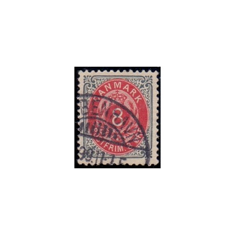 1875. To-farvede 8 øre AFA nr. 25, postfrisk   Ubrugt stemplet