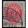 1875. To-farvede 8 øre AFA nr. 25, postfrisk   Ubrugt stemplet