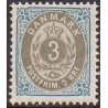 1895-1901. To-farvede 3 øre AFA nr. 22B, postfrisk Ubrugt stemplet