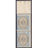 1895-1901. To-farvede 3 øre AFA nr. 22B, lodret par ** variant: bred tak på et mærke
