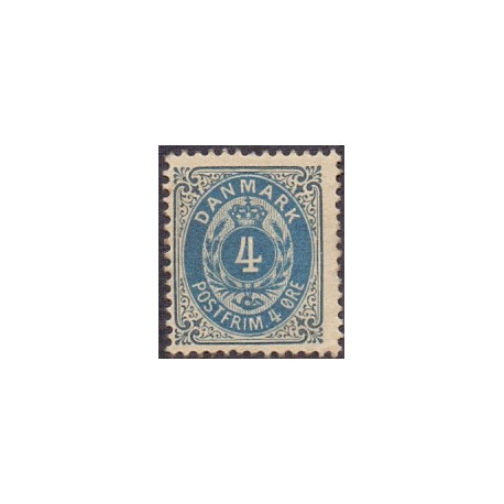 1895-1901. To-farvede 4 øre AFA nr. 23B, postfrisk Ubrugt stemplet
