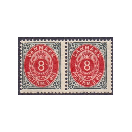 1895-1901. To-farvede 8 øre AFA nr. 25By, postfrisk Ubrugt stemplet