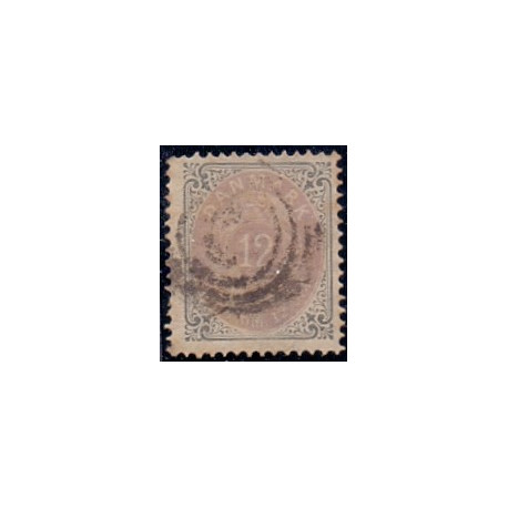 1875. To-farvede 12 øre AFA nr. 26, postfrisk  Ubrugt stemplet