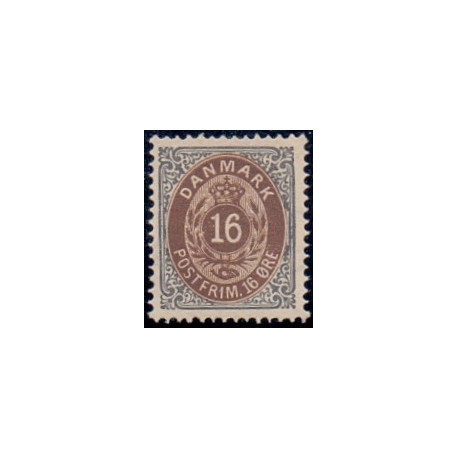 1875. To-farvede 16 øre AFA nr. 27, postfrisk Ubrugt stemplet
