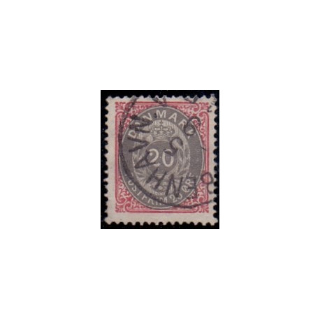 1875. To-farvede 20 øre AFA nr. 28, postfrisk Ubrugt stemplet