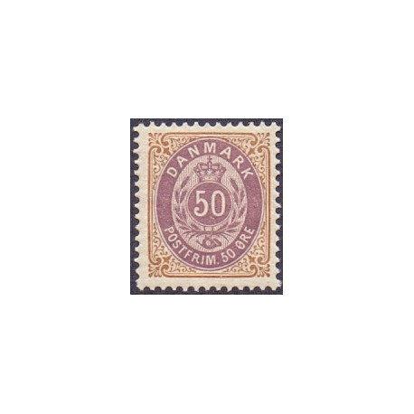 1902-03. To-farvede 50 øre AFA nr. 30C, postfrisk Ubrugt stemplet