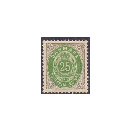 1902-03. To-farvede 25 øre AFA nr. 29C, postfrisk Ubrugt stemplet