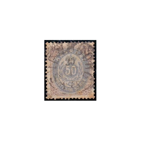 1875. To-farvede 50 øre AFA nr. 30a, postfrisk Ubrugt stemplet