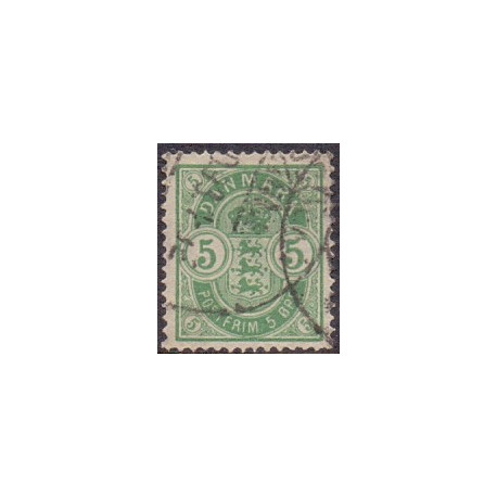 1884. Våbentype, 5 Øre, store hjørnetal. AFA nr. 34 postfrisk  Ubrugt Stemplet FDC